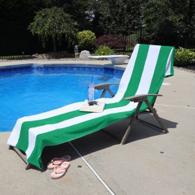 Cabana Striped Cotton Standard Size Chaise Lounge Chair Cover Set (Sets: 1 Piece, Color: Green)