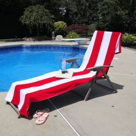 Cabana Striped Cotton Standard Size Chaise Lounge Chair Cover Set (Sets: 1 Piece, Color: Red)