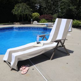 Cabana Striped Cotton Standard Size Chaise Lounge Chair Cover Set (Sets: 1 Piece, Color: Taupe)