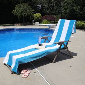 Cabana Striped Cotton Standard Size Chaise Lounge Chair Cover Set (Sets: 1 Piece, Color: Turquoise)