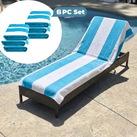 Cabana Striped Cotton Standard Size Chaise Lounge Chair Cover Set (Sets: 6 Piece, Color: Turquoise)