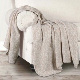 Vineyard Floral Matelassé Coverlet – Cotton Blend, Medium Weight (Color: Beige, size: Throw)