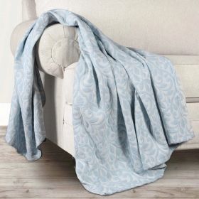 Vineyard Floral Matelassé Coverlet – Cotton Blend, Medium Weight (Color: Sky Blue, size: Throw)