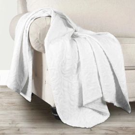 Vineyard Floral Matelassé Coverlet – Cotton Blend, Medium Weight (Color: White, size: Throw)