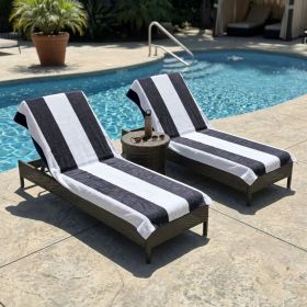 Cabana Striped Cotton Standard Size Chaise Lounge Chair Cover Set (Sets: 2 Piece, Color: Charcoal)