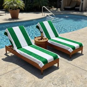 Cabana Striped Cotton Standard Size Chaise Lounge Chair Cover Set (Sets: 2 Piece, Color: Green)
