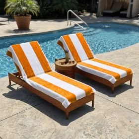 Cabana Striped Cotton Standard Size Chaise Lounge Chair Cover Set (Sets: 2 Piece, Color: Orange)