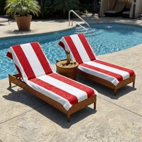 Cabana Striped Cotton Standard Size Chaise Lounge Chair Cover Set (Sets: 2 Piece, Color: Red)