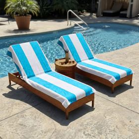 Cabana Striped Cotton Standard Size Chaise Lounge Chair Cover Set (Sets: 2 Piece, Color: Turquoise)