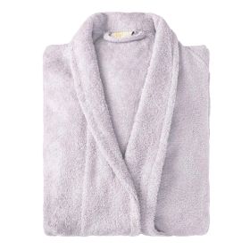 Cotton Ultra Soft Terry Bath Robe Adult Unisex Lightweight Bathrobe (Color: Lilac, size: small)