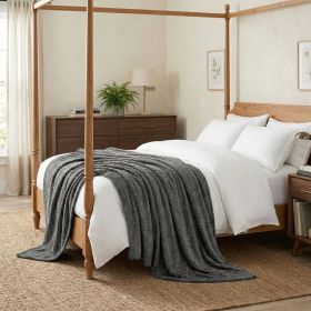 Lily Pebbled Fluffy Fleece Blanket - Cozy Popcorn Textured Throw (Color: Charcoal, size: Twin XL)