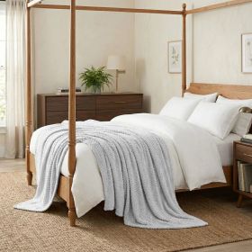 Lily Pebbled Fluffy Fleece Blanket - Cozy Popcorn Textured Throw (Color: Platinum, size: Twin)