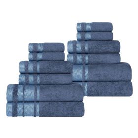 Hays Cotton Medium Weight 12 Piece Assorted Bathroom Towel Set (Color: Navy Blue, size: 12 Piece Towel Set)