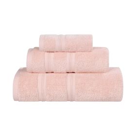 Smart Dry Zero Twist Cotton Medium Weight 3 Piece Assorted Towel Set (Color: Peach, size: 3 Piece Towel Set)