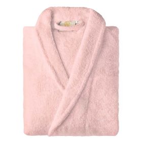 Cotton Ultra Soft Terry Bath Robe Adult Unisex Lightweight Bathrobe (Color: Pink, size: medium)