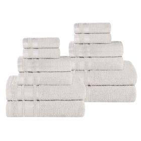 Hays Cotton Medium Weight 12 Piece Assorted Bathroom Towel Set (Color: Platinum, size: 12 Piece Towel Set)