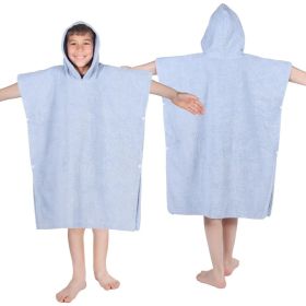 Kids Towel Robe Lyron Cotton Hooded Bath Towel (Color: Blue, size: large)