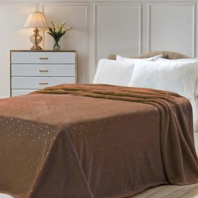 Fleece Plush Medium Weight Fluffy Soft Decorative Polka Dot Blanket (Color: Sepia, size: Throw)