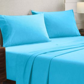 Cotton Flannel Pillowcases Soft Fuzzy Set of 2 (Color: Blue, size: Standard)
