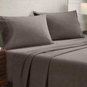 Cotton Flannel Pillowcases Soft Fuzzy Set of 2 (Color: Charcoal, size: King)