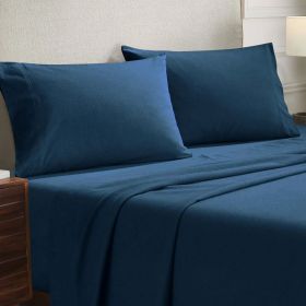 Cotton Flannel Pillowcases Soft Fuzzy Set of 2 (Color: Navy Blue, size: King)