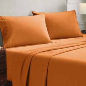 Cotton Flannel Pillowcases Soft Fuzzy Set of 2 (Color: Pumpkin, size: King)