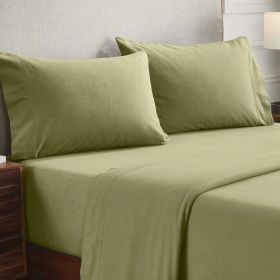 Cotton Flannel Pillowcases Soft Fuzzy Set of 2 (Color: Sage, size: King)