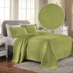 Lightweight Cotton Bedspread Sets 3-Piece Geometric Fret Jacquard Matelassé Scalloped (Color: Sweet Pea, size: Twin)