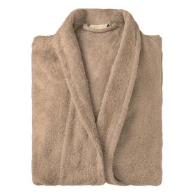 Cotton Ultra Soft Terry Bath Robe Adult Unisex Lightweight Bathrobe (Color: Taupe, size: small)