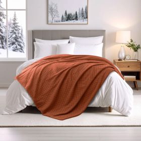 Victoria Fluffy Fleece Blanket - Ultra-Soft, Mink Texture & Double-Layer (Color: Rust, size: King)