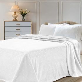 Fleece Plush Medium Weight Fluffy Soft Decorative Polka Dot Blanket (Color: White, size: Twin)