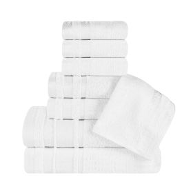 Hays Cotton Medium Weight 8 Piece Assorted Bathroom Towel Set (Color: White, size: 8 Piece Towel Set)