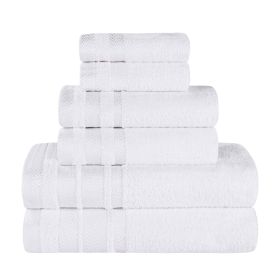 Hays Cotton Medium Weight 6 Piece Assorted Bathroom Towel Set (Color: White, size: 6 Piece Towel Set)