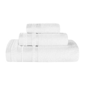 Hays Cotton Medium Weight 3 Piece Assorted Bathroom Towel Set (Color: White, size: 3 Piece Towel Set)