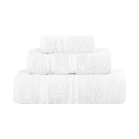 Smart Dry Zero Twist Cotton Medium Weight 3 Piece Assorted Towel Set (Color: White, size: 3 Piece Towel Set)