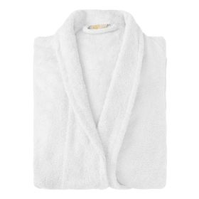 Cotton Ultra Soft Terry Bath Robe Adult Unisex Lightweight Bathrobe (Color: White, size: medium)