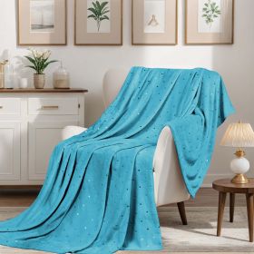 Fleece Plush Medium Weight Fluffy Soft Decorative Polka Dot Blanket (Color: Winter Blue, size: Throw)