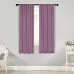 Solid Room Darkening Blackout Curtain Panels, Back Tabs, Set of 2 (Color: Wisteria, size: 26" x 63")