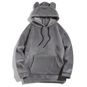 Men's Casual Cool Fashion Sweater Coral Fleece Jacket (Option: Gray-S)