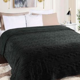 Fleece Blanket – Arctic Boho Knit Jacquard - Plush, Cozy Warmth (Color: Black, size: Twin)
