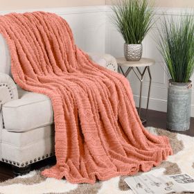 Fleece Blanket – Arctic Boho Knit Jacquard - Plush, Cozy Warmth (Color: Blush, size: Throw XL)