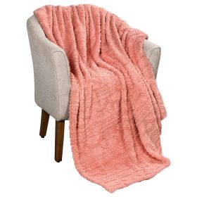 Fleece Blanket – Arctic Boho Knit Jacquard - Plush, Cozy Warmth (Color: Blush, size: Throw)