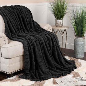 Fleece Blanket – Arctic Boho Knit Jacquard - Plush, Cozy Warmth (Color: Black, size: Throw XL)