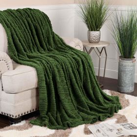 Fleece Blanket – Arctic Boho Knit Jacquard - Plush, Cozy Warmth (Color: Green, size: Throw XL)