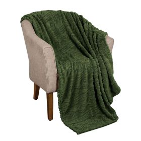 Fleece Blanket – Arctic Boho Knit Jacquard - Plush, Cozy Warmth (Color: Green, size: Throw)