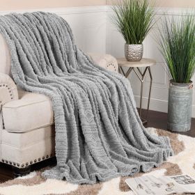 Fleece Blanket – Arctic Boho Knit Jacquard - Plush, Cozy Warmth (Color: Platinum, size: Throw XL)