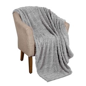 Fleece Blanket – Arctic Boho Knit Jacquard - Plush, Cozy Warmth (Color: Platinum, size: Throw)