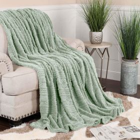 Fleece Blanket – Arctic Boho Knit Jacquard - Plush, Cozy Warmth (Color: Seafoam, size: Throw XL)