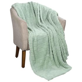 Fleece Blanket – Arctic Boho Knit Jacquard - Plush, Cozy Warmth (Color: Seafoam, size: Throw)