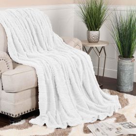 Fleece Blanket – Arctic Boho Knit Jacquard - Plush, Cozy Warmth (Color: White, size: Throw XL)